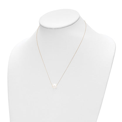 14K Gelbgold 10 11mm Weiß Halb Rund Süßwasser Zuchtperle Kordel 17 Zoll Halskette