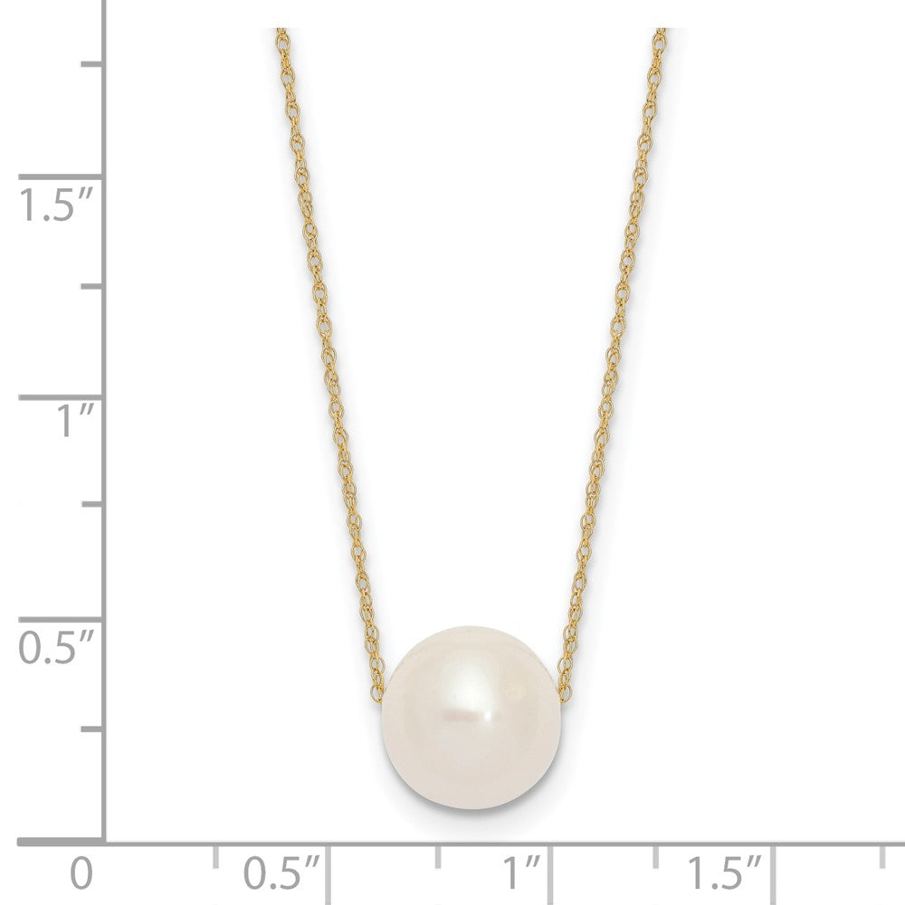 14K Gelbgold 10 11mm Weiß Halb Rund Süßwasser Zuchtperle Kordel 17 Zoll Halskette