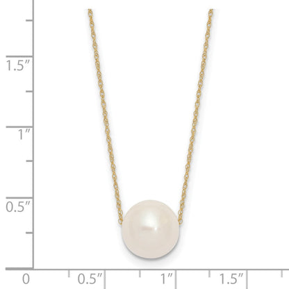 14K Gelbgold 10 11mm Weiß Halb Rund Süßwasser Zuchtperle Kordel 17 Zoll Halskette