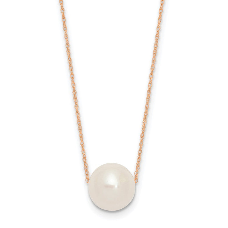 14K Roségold 10 11mm Weiß Halb Rund Süßwasser Zuchtperle Kordel 17 Zoll Halskette