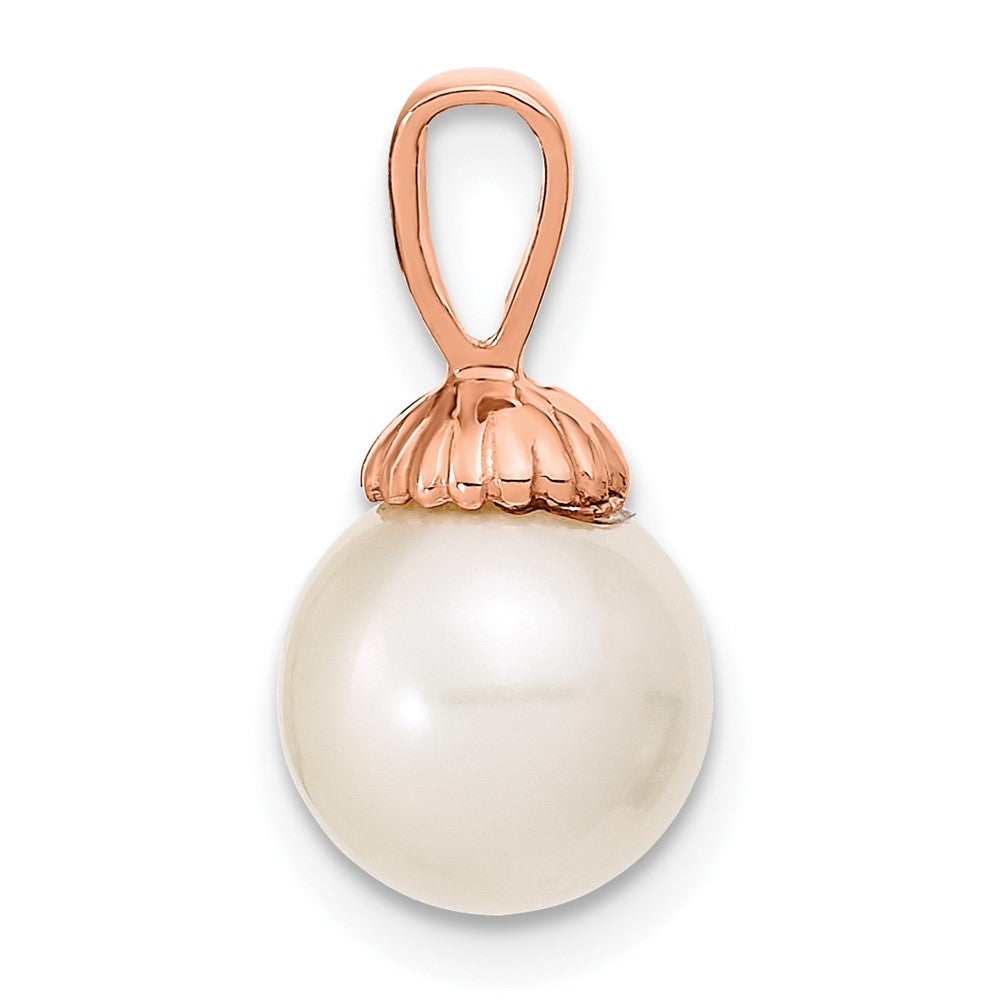 14K Roségold 14K Roségold 8-9mm Weiß Rund Süßwasser Zuchtperle Anhänger