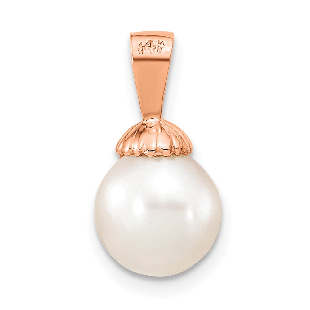14K Roségold 14K Roségold 8-9mm Weiß Rund Süßwasser Zuchtperle Anhänger