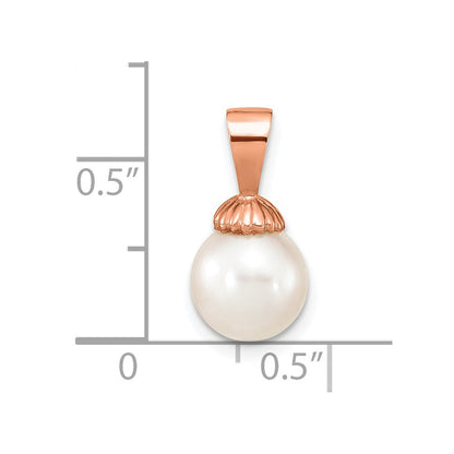 14K Roségold 14K Roségold 8-9mm Weiß Rund Süßwasser Zuchtperle Anhänger