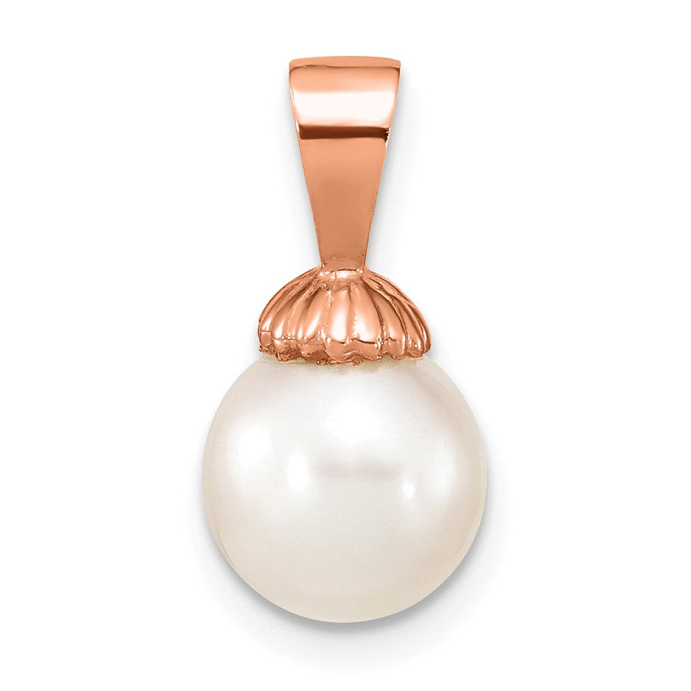 14K Roségold 14K Roségold 8-9mm Weiß Rund Süßwasser Zuchtperle Anhänger