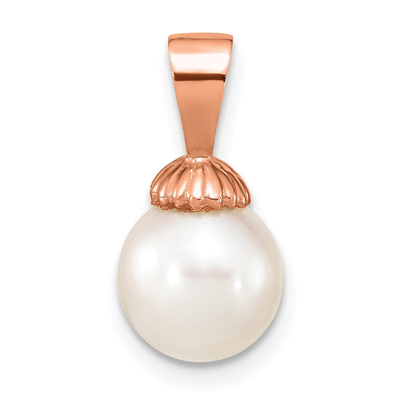 14K Roségold 14K Roségold 8-9mm Weiß Rund Süßwasser Zuchtperle Anhänger