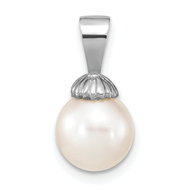 14K Weißgold 14K Weißgold 8-9mm Weiß Rund Süßwasser Zuchtperle Anhänger