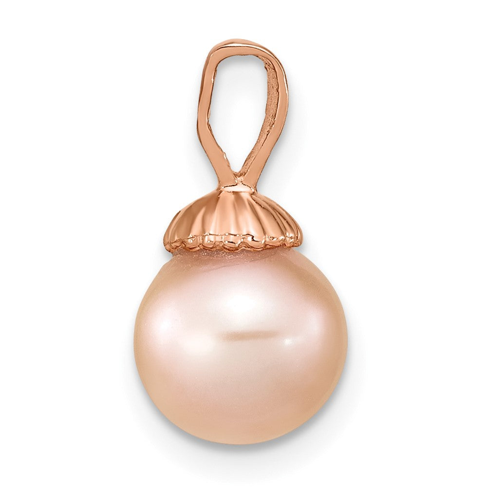 14K Roségold 14K Roségold 8-9mm Rosa Rund Süßwasser Zuchtperle Anhänger