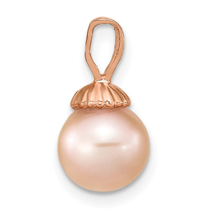 14K Roségold 14K Roségold 8-9mm Rosa Rund Süßwasser Zuchtperle Anhänger