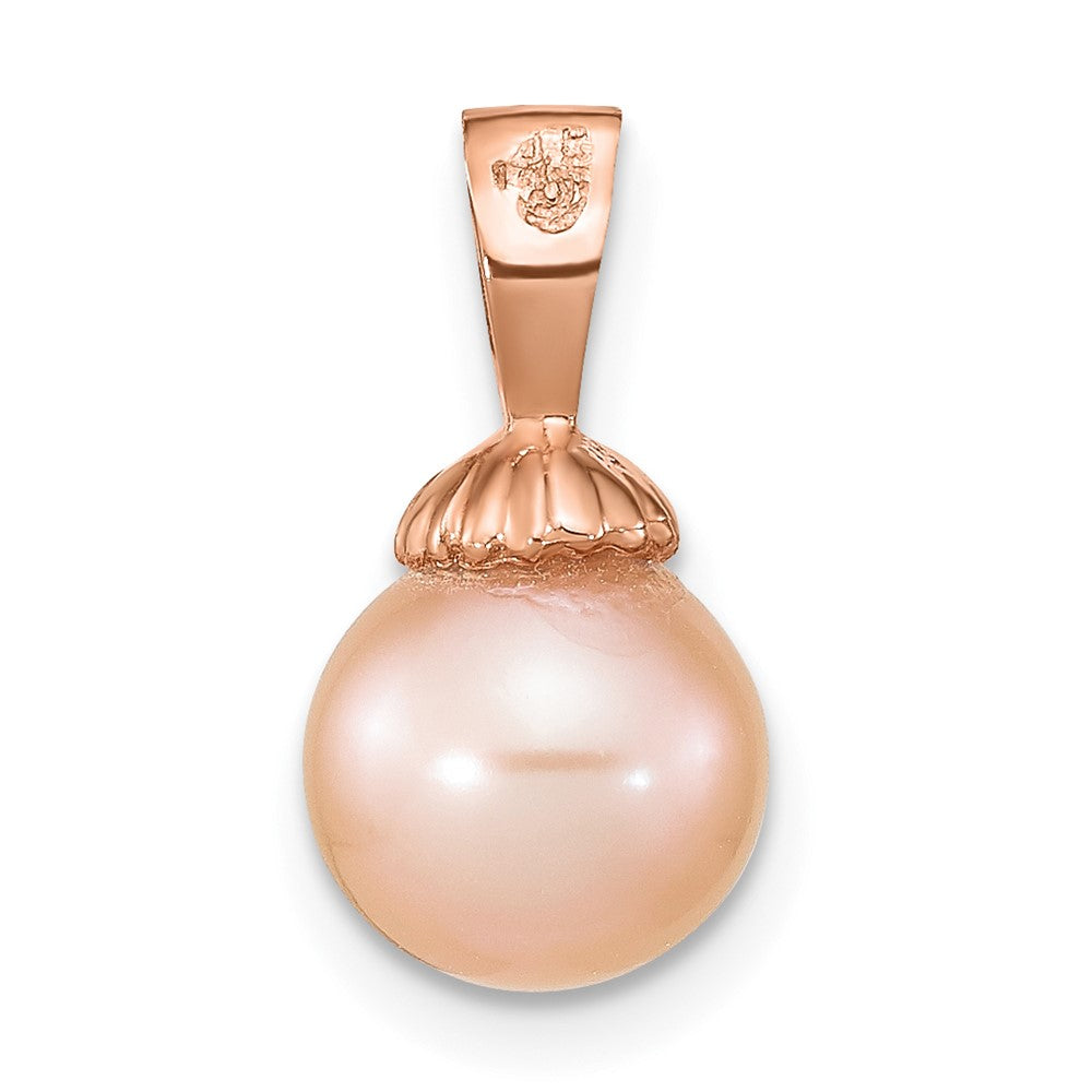 14K Roségold 14K Roségold 8-9mm Rosa Rund Süßwasser Zuchtperle Anhänger
