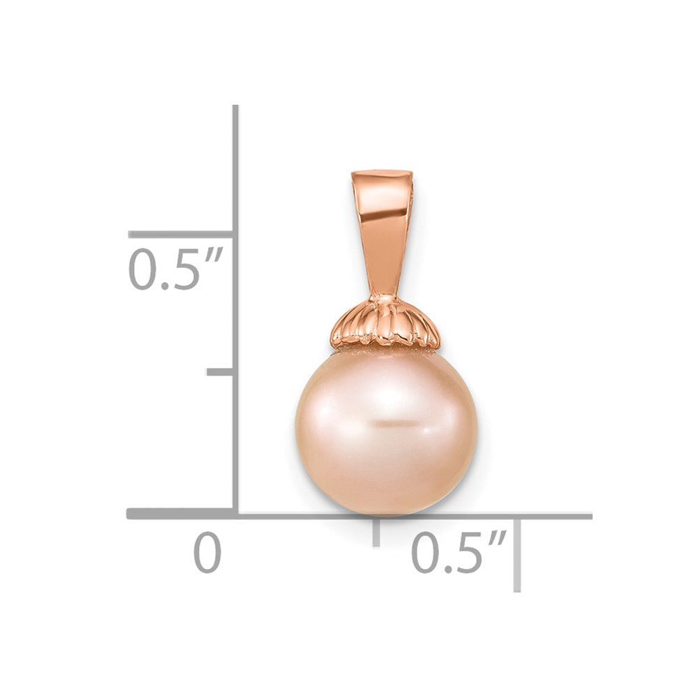 14K Roségold 14K Roségold 8-9mm Rosa Rund Süßwasser Zuchtperle Anhänger