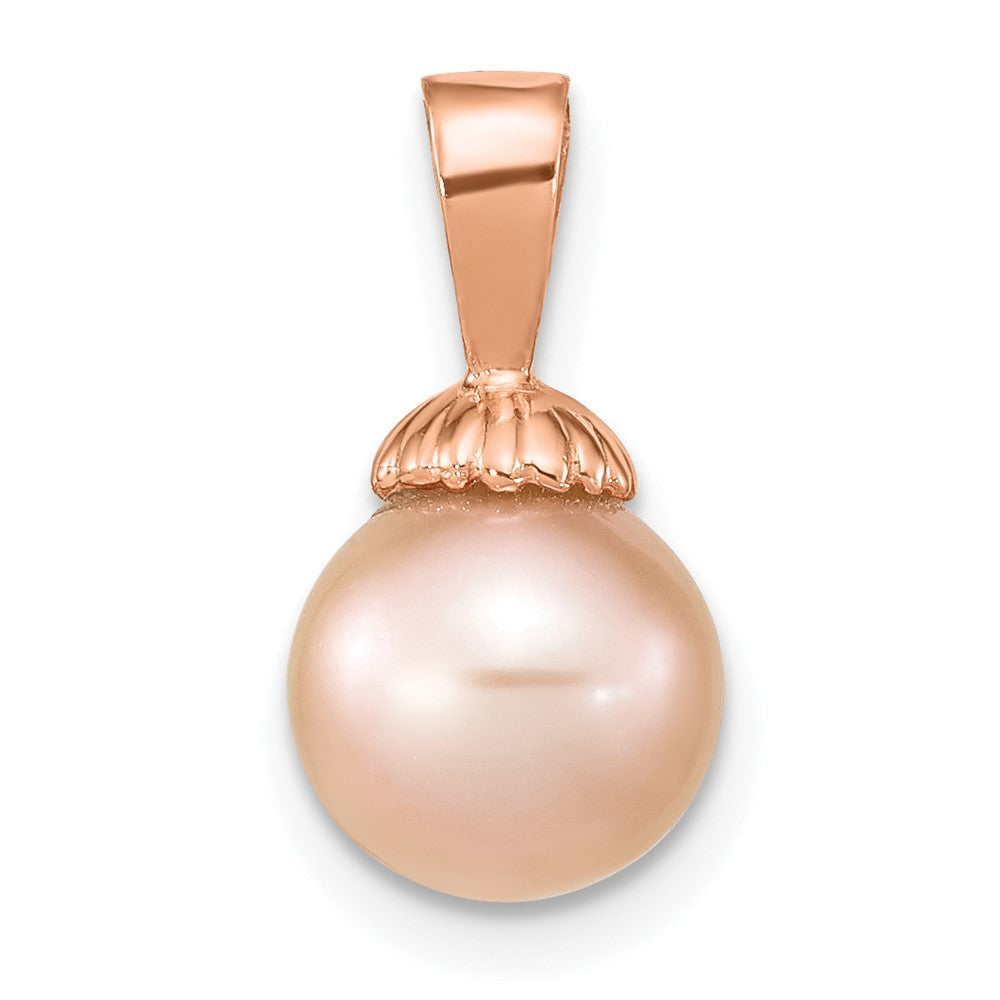 14K Roségold 14K Roségold 8-9mm Rosa Rund Süßwasser Zuchtperle Anhänger