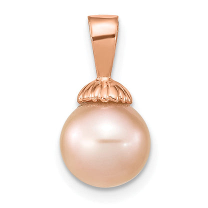 14K Roségold 14K Roségold 8-9mm Rosa Rund Süßwasser Zuchtperle Anhänger