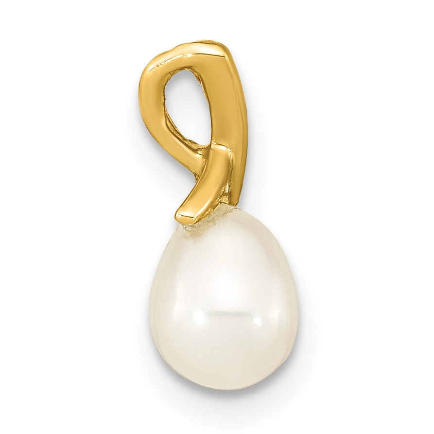 14K Gelbgold 14K 5-6mm Weiß Tropfen Süßwasser Zuchtperle Anhänger