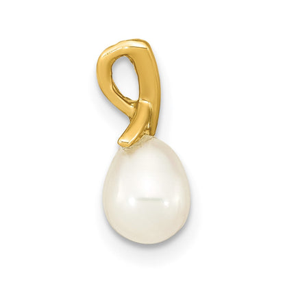 14K Gelbgold 14K 5-6mm Weiß Tropfen Süßwasser Zuchtperle Anhänger