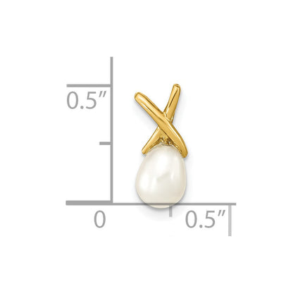 14K Gelbgold 14K 5-6mm Weiß Tropfen Süßwasser Zuchtperle Anhänger