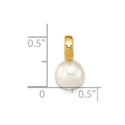 14K Gelbgold 14K 7-8mm Weiß Rund Süßwasser Zuchtperle Klappbar Bail Charm