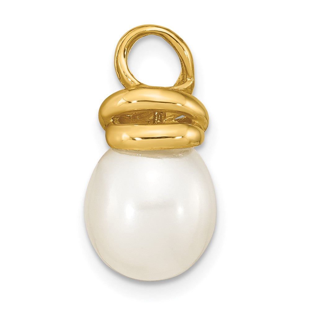 14K Gelbgold 14K 9-10mm Weiß Rice Süßwasser Zuchtperle Anhänger