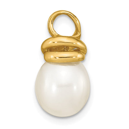 14K Gelbgold 14K 9-10mm Weiß Rice Süßwasser Zuchtperle Anhänger