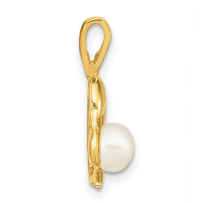 14K Gelbgold 14K 5-6mm Weiß Knopf Süßwasser Zuchtperle Delfin Anhänger