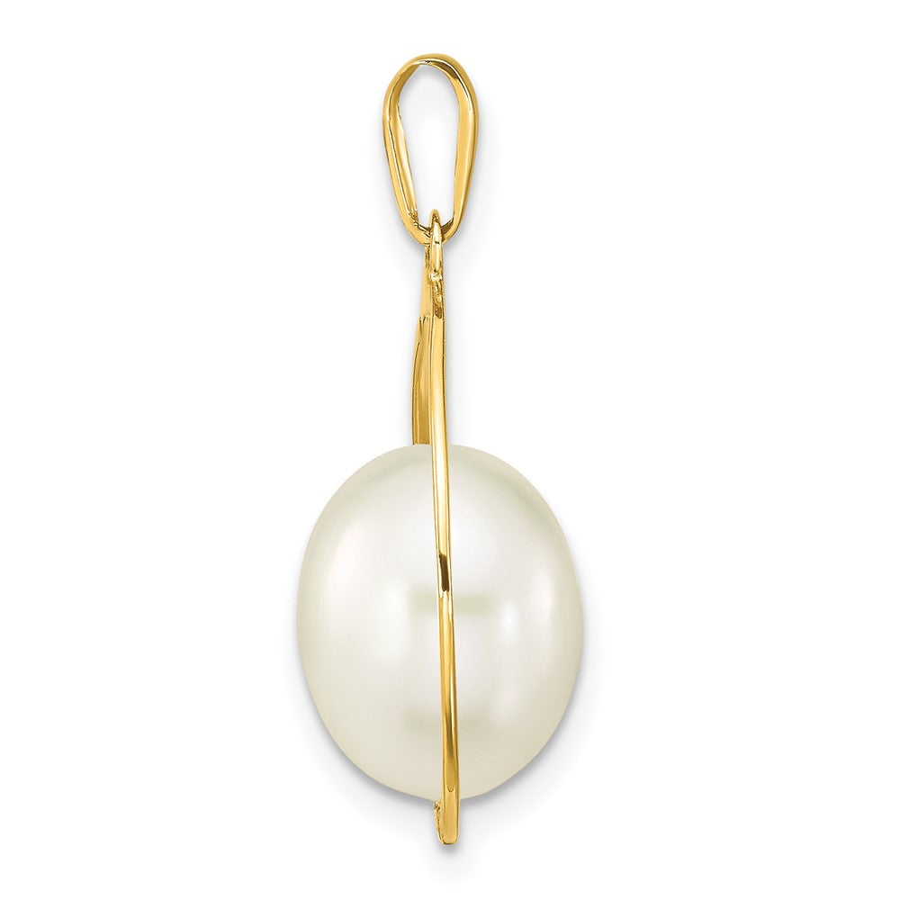 14K Gelbgold 14K 9-10mm Weiß Rice Süßwasser Zuchtperle Tropfen Anhänger