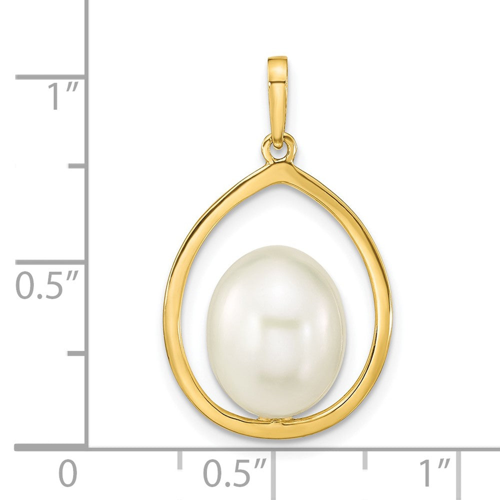 14K Gelbgold 14K 9-10mm Weiß Rice Süßwasser Zuchtperle Tropfen Anhänger