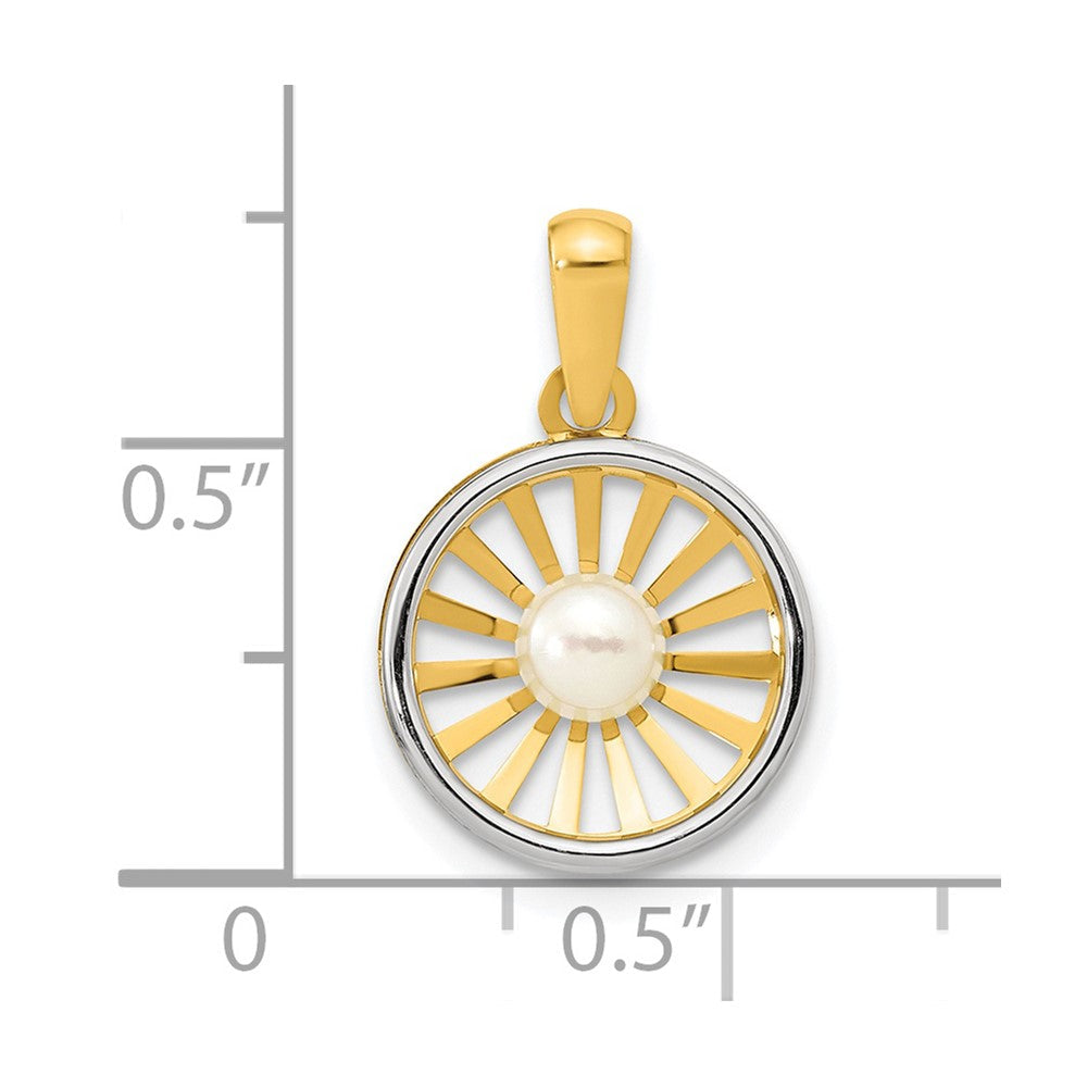 14K Bicolor 14K Bicolor Poliert 4-5mm Süßwasser Zuchtperle Kreis Anhänger