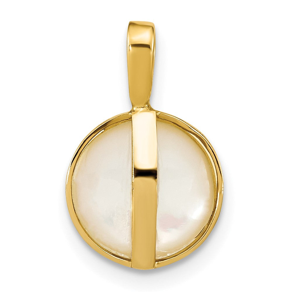 14K Gelbgold 14K 9-10mm Weiß Salzwasser Mabe Perle Anhänger