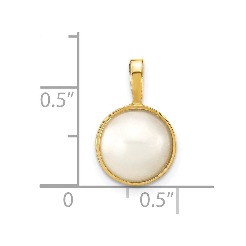 14K Gelbgold 14K 9-10mm Weiß Salzwasser Mabe Perle Anhänger