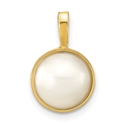 14K Gelbgold 14K 9-10mm Weiß Salzwasser Mabe Perle Anhänger