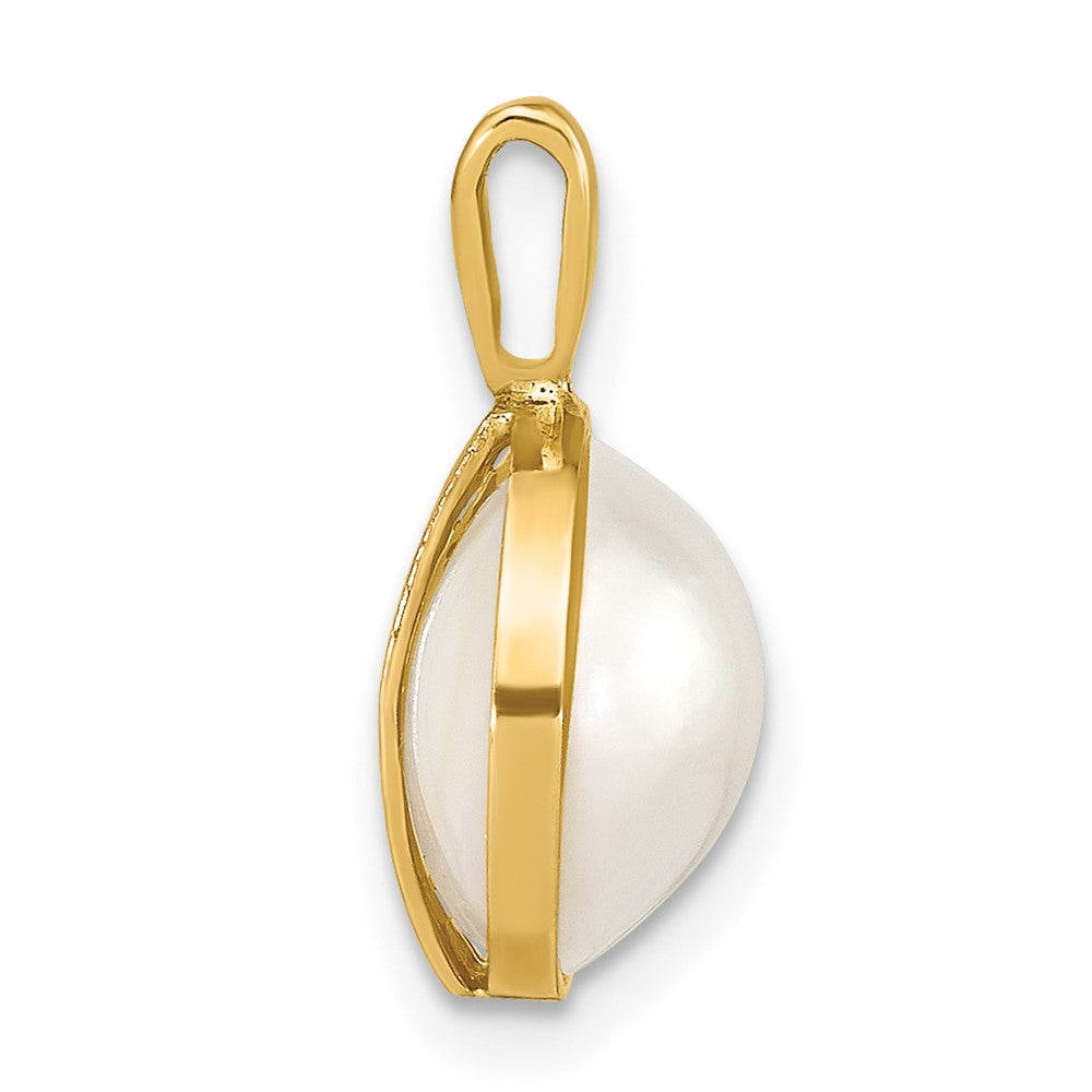 14K Gelbgold 14K 10-11mmwhite Salzwasser Mabe Perle Anhänger