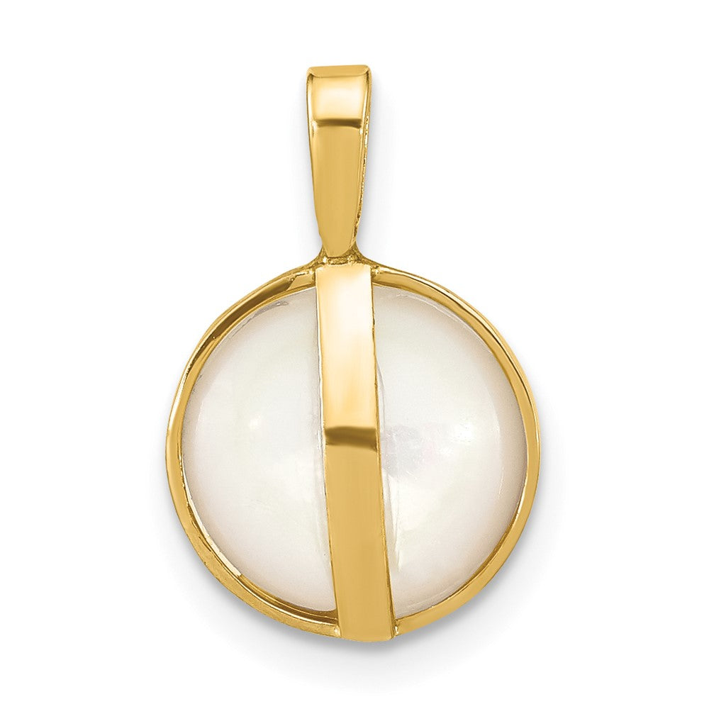 14K Gelbgold 14K 10-11mmwhite Salzwasser Mabe Perle Anhänger