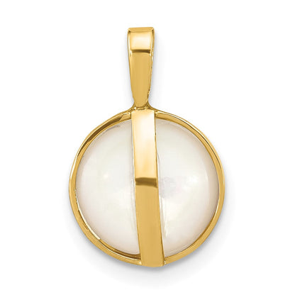 14K Gelbgold 14K 10-11mmwhite Salzwasser Mabe Perle Anhänger
