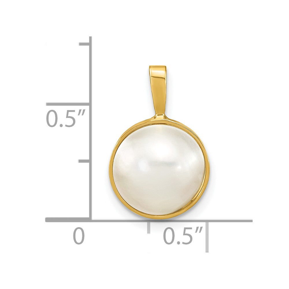 14K Gelbgold 14K 10-11mmwhite Salzwasser Mabe Perle Anhänger