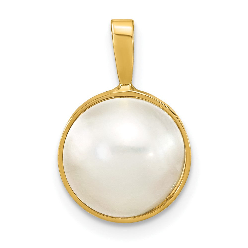 14K Gelbgold 14K 10-11mmwhite Salzwasser Mabe Perle Anhänger