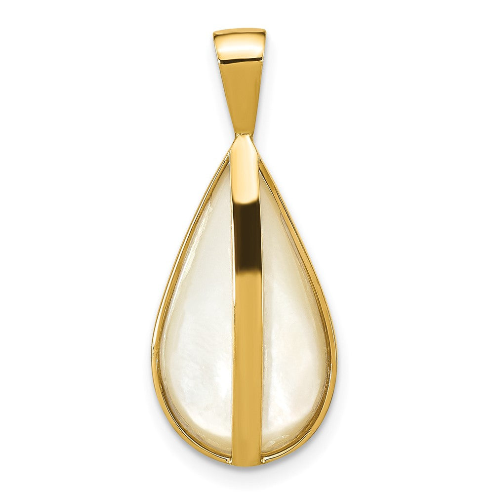 14K Gelbgold 14K 10x18mm Weiß Tropfen Salzwasser Mabe Perle Anhänger