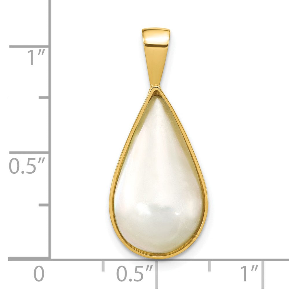 14K Gelbgold 14K 10x18mm Weiß Tropfen Salzwasser Mabe Perle Anhänger