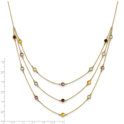 14K Gelbgold Rauch Quarz Weiß Quarz/bt/ci/am 3 Strang 17 Zoll Halskette