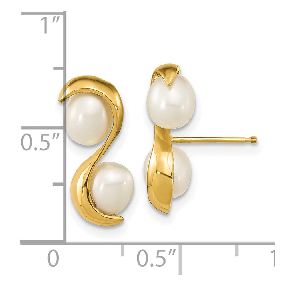 14K Gelbgold 4 5mm Weiß Rice Süßwasser Zuchtperle Ohrstecker