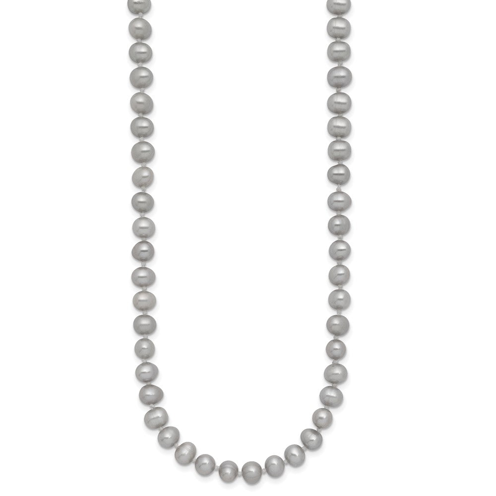 14K Gelbgold 5-6mm Nahe Rund Grau Fwc Perle 16 Zoll Halskette