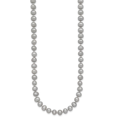 14K Gelbgold 5-6mm Nahe Rund Grau Fwc Perle 16 Zoll Halskette