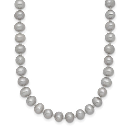 14K Gelbgold 5-6mm Nahe Rund Grau Fwc Perle 16 Zoll Halskette