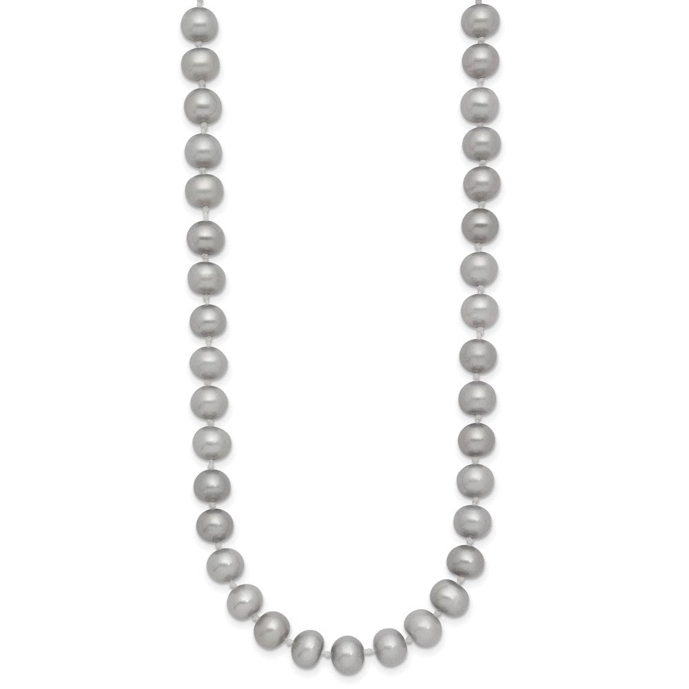14K Gelbgold 6-7mm Nahe Rund Grau Fwc Perle 16 Zoll Halskette