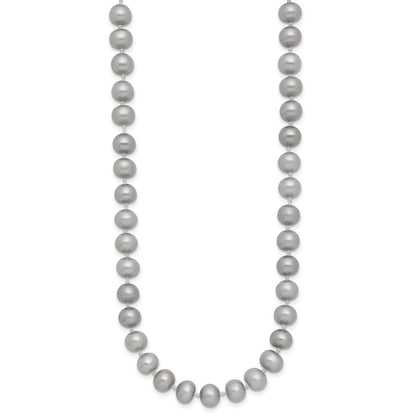 14K Gelbgold 6-7mm Nahe Rund Grau Fwc Perle 16 Zoll Halskette