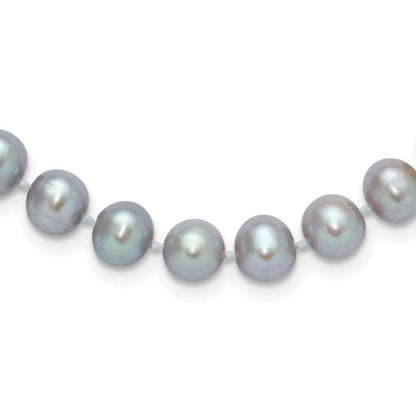 14K Gelbgold 7-8mm Nahe Rund Grau Fwc Perle 16 Zoll Halskette