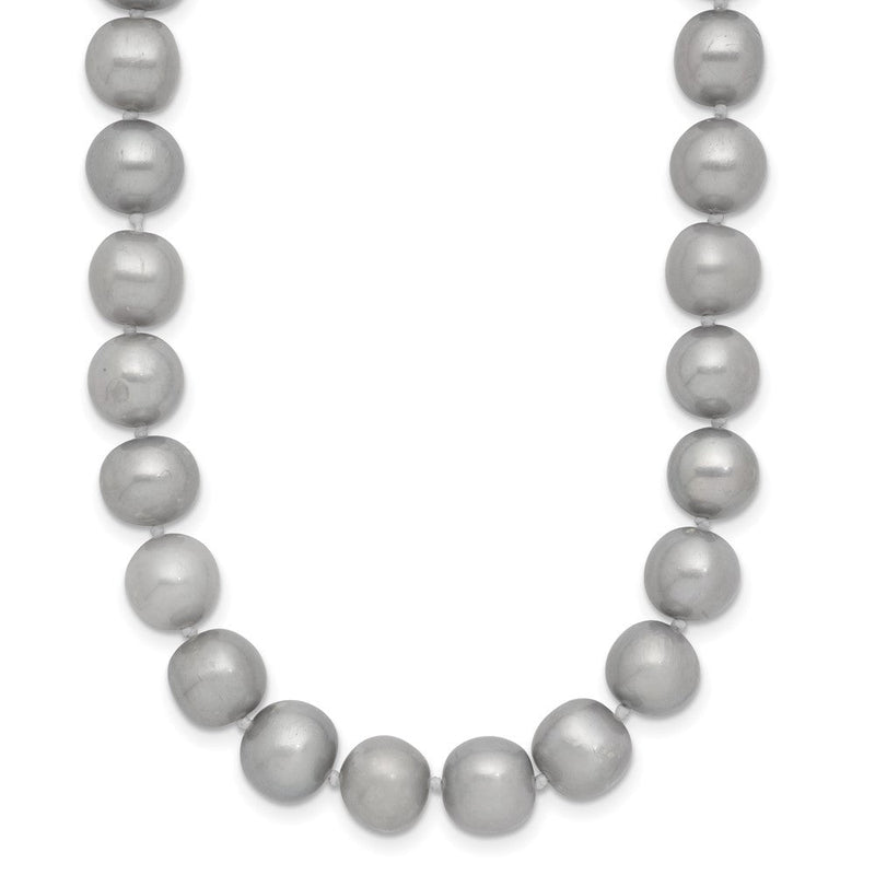 14K Gelbgold 8-9mm Nahe Rund Grau Fwc Perle 16 Zoll Halskette