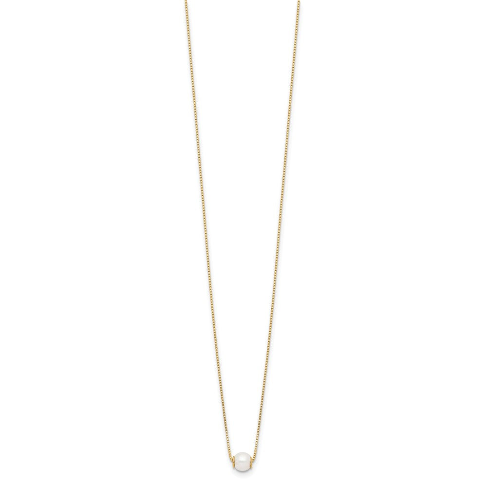 14K Gelbgold 4-5mm Rund Weiß Süßwasser Zuchtperle 18 Zoll Halskette