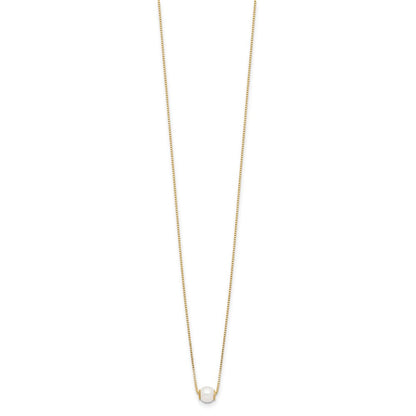 14K Gelbgold 4-5mm Rund Weiß Süßwasser Zuchtperle 18 Zoll Halskette