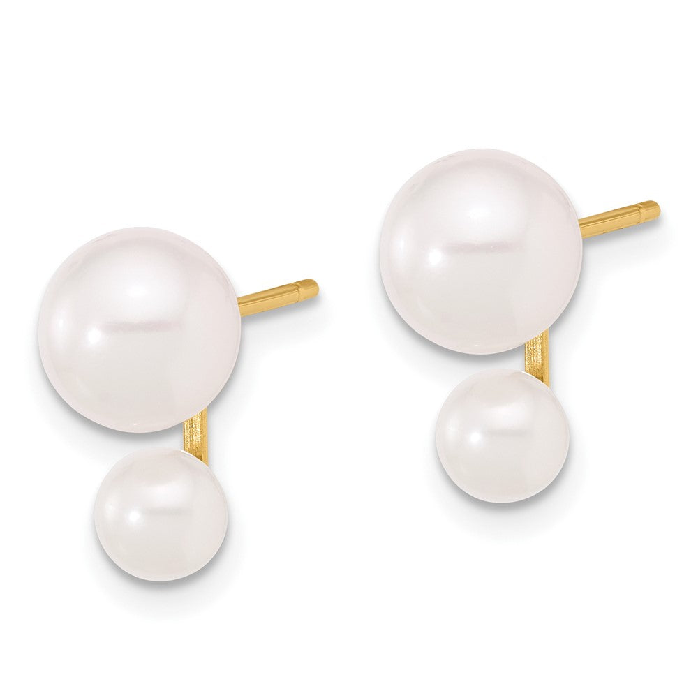 14K Gelbgold 4-5mm und 6-7mm Weiß Akoya Zuchtperle Ohrstecker