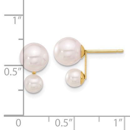 14K Gelbgold 4-5mm und 6-7mm Weiß Akoya Zuchtperle Ohrstecker