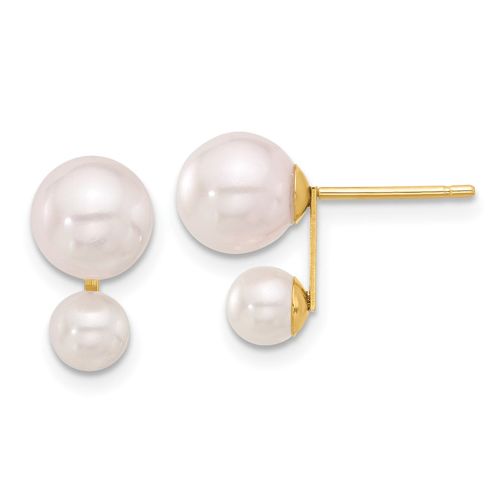 14K Gelbgold 4-5mm und 6-7mm Weiß Akoya Zuchtperle Ohrstecker